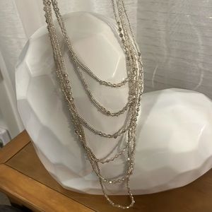 20” beaded layer necklace, sparkly grey crystals, 3.5” adjustable to make longer